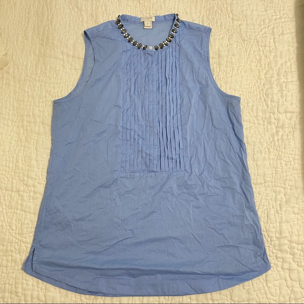 J Crew Blue Chambray sleeveless shirt top